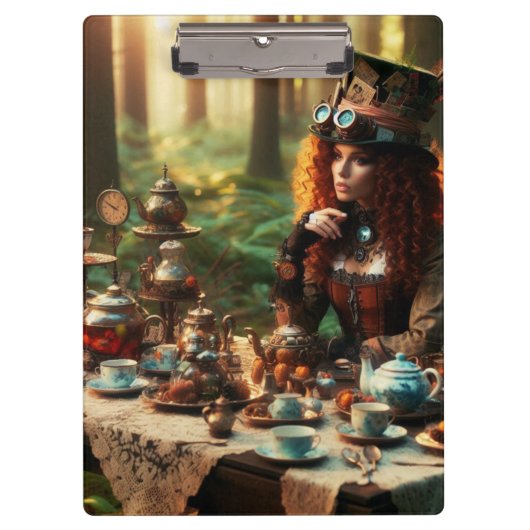 Steampunk  Victoriaans Lady Mad Hatter Klembord (Voorkant)