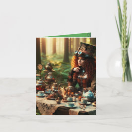Steampunk Victoriaans Lady Mad Hatter Notitiekaartje
