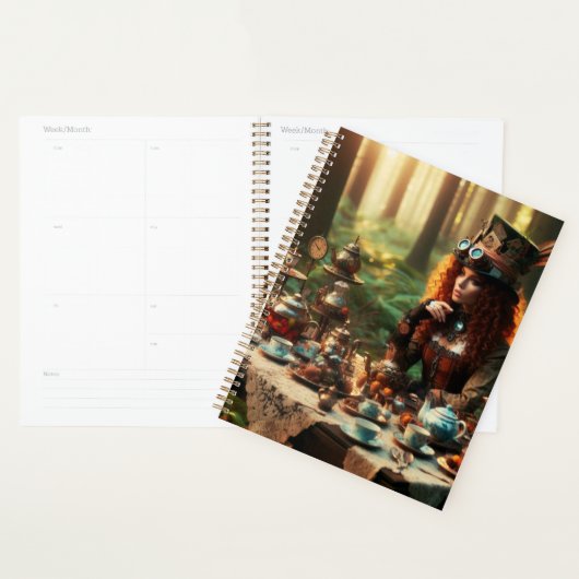 Steampunk Victoriaans Lady Mad Hatter Planner (Display)
