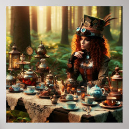Steampunk Victoriaans Lady Mad Hatter Poster