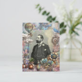 Steampunk Victoriaans Man en zijn droom. Briefkaart (Staand voorkant)