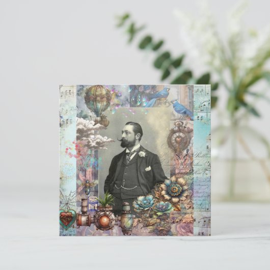 Steampunk Victoriaans Man en zijn droom Dank u (Staand voorkant)