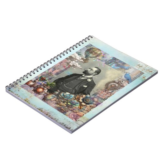 Steampunk Victoriaans Man en zijn droom. Notitieboek (Linkerzijde)