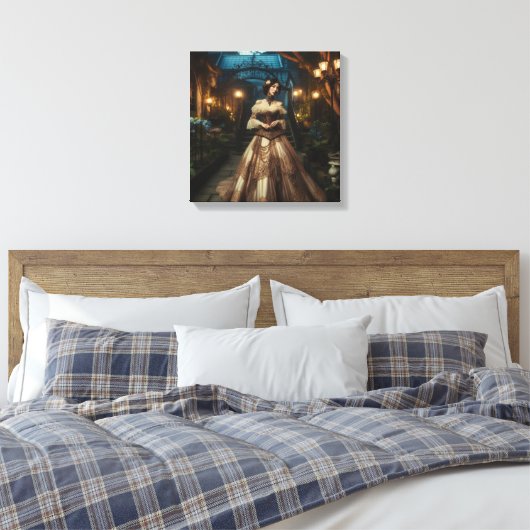 Steampunk  Victoriaans Moonlight Lady Canvas Afdruk (Insitu (Slaapkamer))