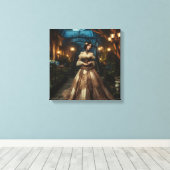 Steampunk Victoriaans Moonlight Lady Canvas Afdruk (Insitu (Houten vloer))