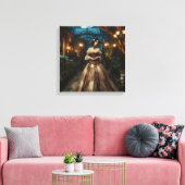 Steampunk Victoriaans Moonlight Lady Canvas Afdruk (Insitu (Woonkamer))