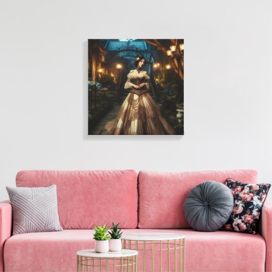Steampunk  Victoriaans Moonlight Lady Canvas Afdruk (Insitu (Woonkamer))