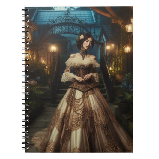 Steampunk  Victoriaans Moonlight Lady Notitieboek (Voorkant)