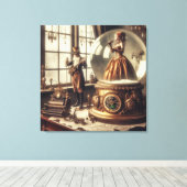 Steampunk Victoriaans Muziek Snow Wereldbol Perfor Canvas Afdruk (Insitu (Houten vloer))