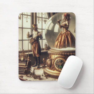 Steampunk Victoriaans Muziek Snow Wereldbol Perfor Muismat