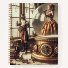 Steampunk Victoriaans Muziek Snow Wereldbol Perfor Notitieboek