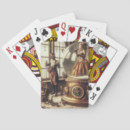 Steampunk Victoriaans Muziek Snow Wereldbol Perfor Pokerkaarten