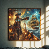 Steampunk Victoriaans Oceaan Space Pirate Canvas Afdruk