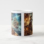 Steampunk  Victoriaans Oceaan Space Pirate Grote Koffiekop (Voorkant)