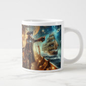 Steampunk  Victoriaans Oceaan Space Pirate Grote Koffiekop (Rechts)
