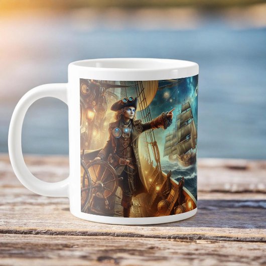 Steampunk  Victoriaans Oceaan Space Pirate Grote Koffiekop