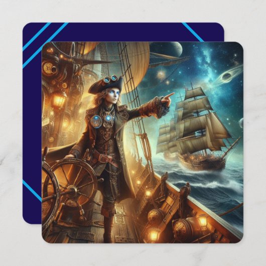 Steampunk  Victoriaans Oceaan Space Pirate Kaart (Voorkant / Achterkant)