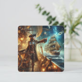 Steampunk  Victoriaans Oceaan Space Pirate Kaart (Staand voorkant)