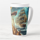 Steampunk  Victoriaans Oceaan Space Pirate Latte Mok (Rechterhoek)