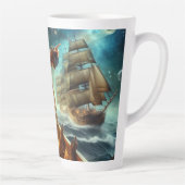 Steampunk  Victoriaans Oceaan Space Pirate Latte Mok (Rechts)