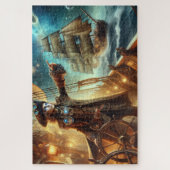 Steampunk Victoriaans Oceaan Space Pirate Legpuzzel (Verticaal)