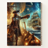 Steampunk Victoriaans Oceaan Space Pirate Notitieboek (Achterkant)