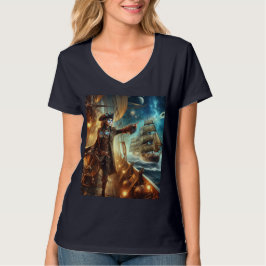 Steampunk  Victoriaans Oceaan Space Pirate T-shirt