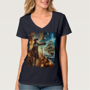 Steampunk  Victoriaans Oceaan Space Pirate T-shirt