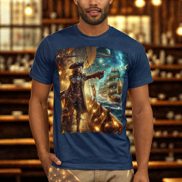 Steampunk  Victoriaans Oceaan Space Pirate T-shirt