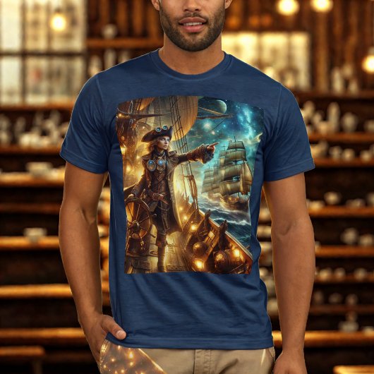 Steampunk  Victoriaans Oceaan Space Pirate T-shirt