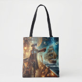 Steampunk  Victoriaans Oceaan Space Pirate Tote Bag (Voorkant)