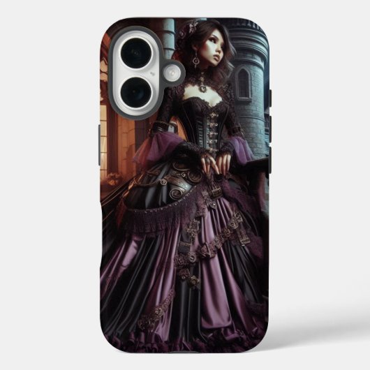 Steampunk  Victoriaans Paarse Dame Case-Mate iPhone Case (Achterkant)