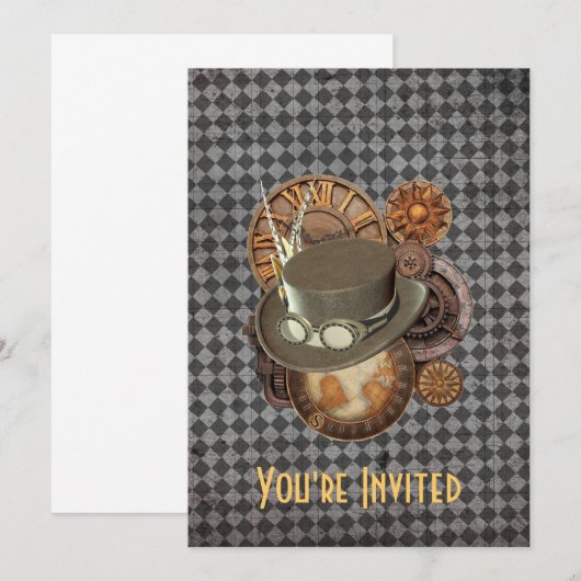 Steampunk Victoriaans Petten en tandwielen Kaart (Voorkant / Achterkant)