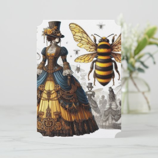 Steampunk  Victoriaans Queen Bee Gown Save The Date (Staand voorkant)