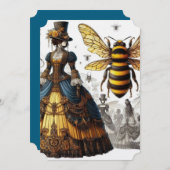 Steampunk  Victoriaans Queen Bee Gown Save The Date (Voorkant / Achterkant)