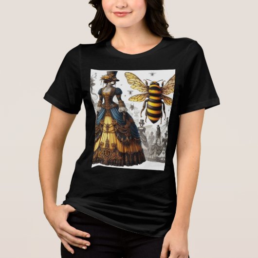 Steampunk  Victoriaans Queen Bee Gown Tri-Blend Shirt (Voorkant)