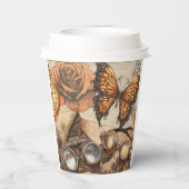 Steampunk Victoriaans Rozen Vlinder en bril Papieren Bekers (Achterkant)