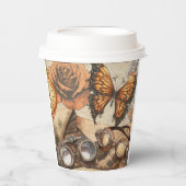 Steampunk Victoriaans Rozen Vlinder en bril Papieren Bekers (Voorkant)