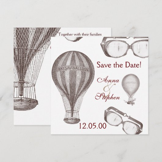 steampunk Victoriaans Save the Date (Voorkant / Achterkant)