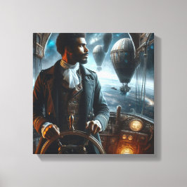Steampunk  Victoriaans Space Air Captain Canvas Afdruk