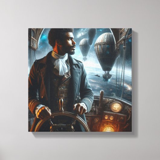 Steampunk  Victoriaans Space Air Captain Canvas Afdruk (Voorkant)