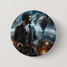 Steampunk  Victoriaans Space Air Captain Ronde Button 5,7 Cm