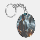 Steampunk  Victoriaans Space Air Captain Sleutelhanger (Voorkant Links)