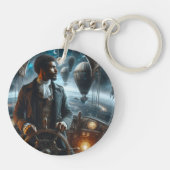 Steampunk  Victoriaans Space Air Captain Sleutelhanger (Achterkant)