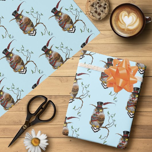 Steampunk Victoriaans Uil Cadeaupapier