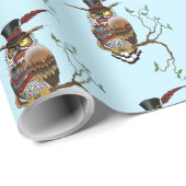 Steampunk Victoriaans Uil Cadeaupapier (Rol Hoek)
