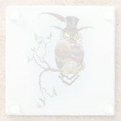 Steampunk Victoriaans Uil Glazen Onderzetter (Achterkant)