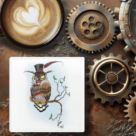 Steampunk Victoriaans Uil Glazen Onderzetter
