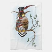 Steampunk Victoriaans Uil Theedoek (Verticaal)