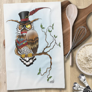 Steampunk Victoriaans Uil Theedoek